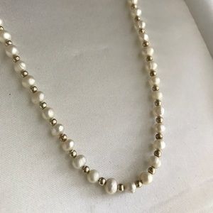 Genuine Pearl & Gold Ball Necklace